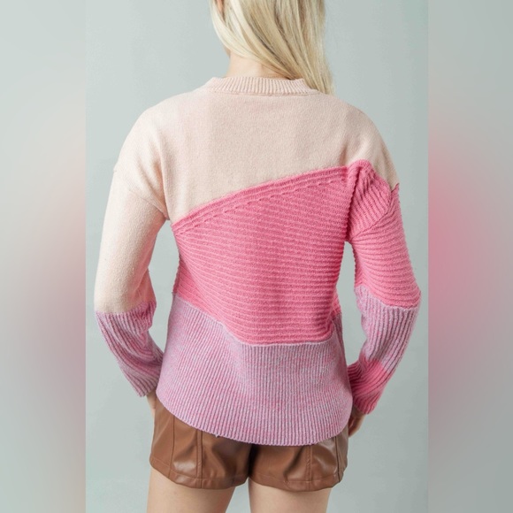 Very J Color Block Long Sleeve Sweater - Picture 2 of 5